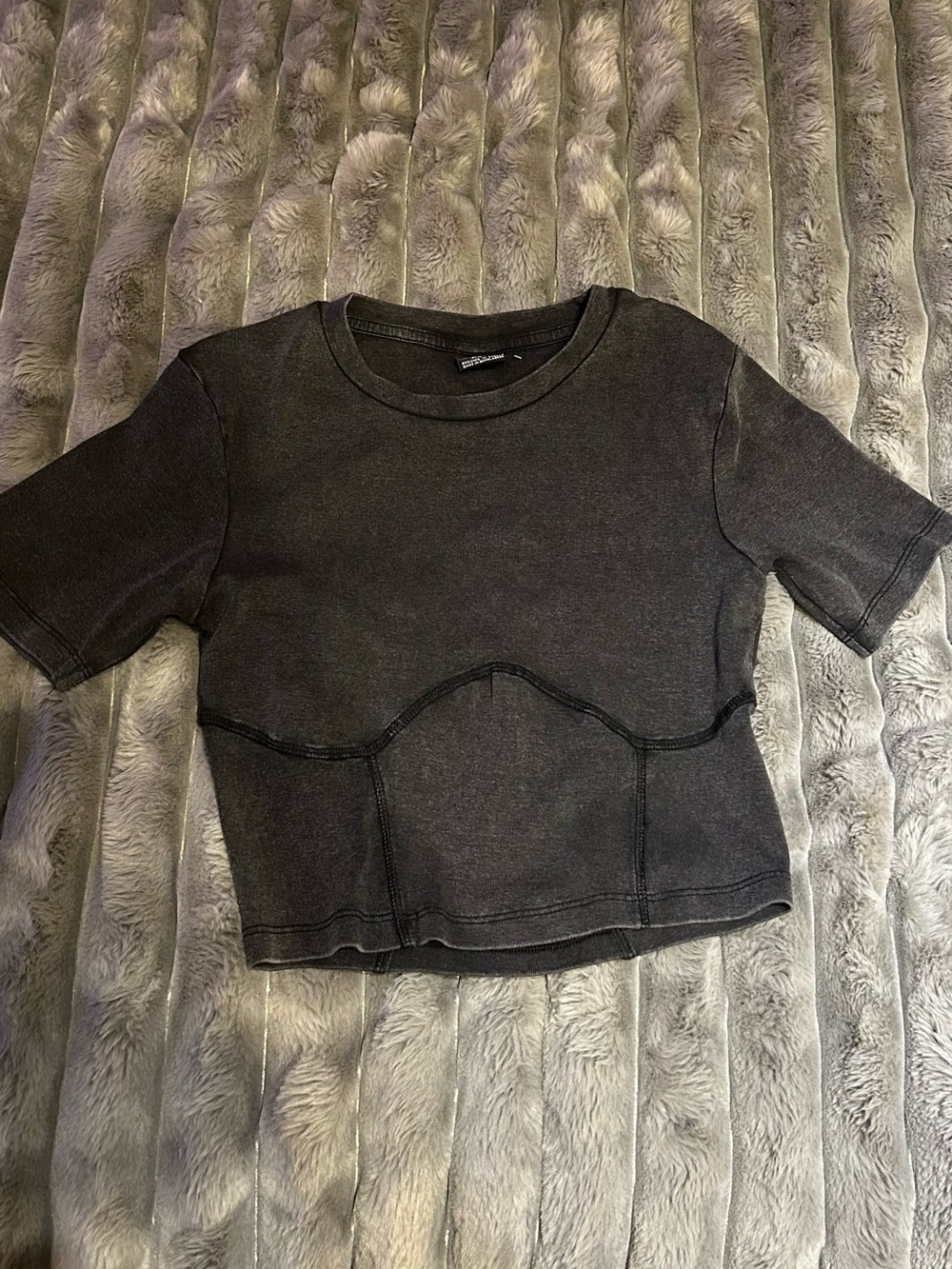 Women’s Black Crop Top with Contrast Seams